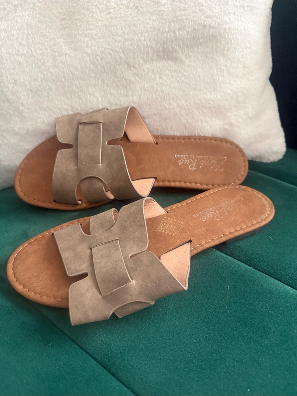 Naturalizer Taupe-Brown Slide Sandals - Women's Open-Toe Slides ximi Ruo brand